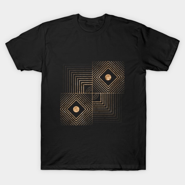 Gold Geometric Glyph Mandala Sigil Rune Sign Seal  -  324 T-Shirt by Holy Rock Design